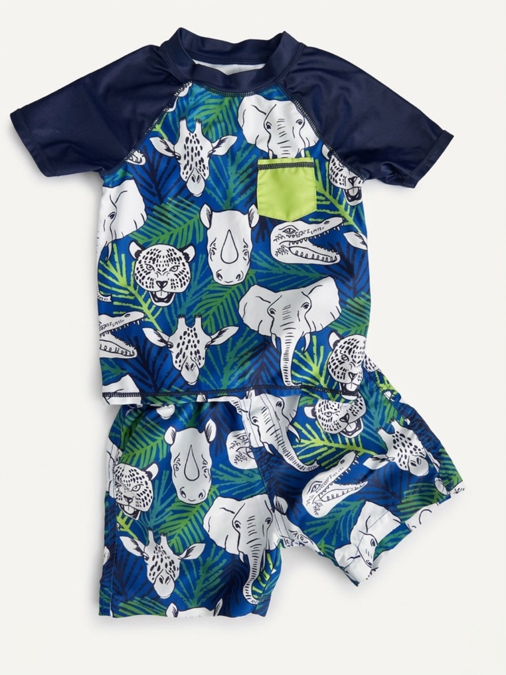 Andy & Evan Boys 4T Rash Guard Swim Set - Jungle Animals! 🐘🐆🌿